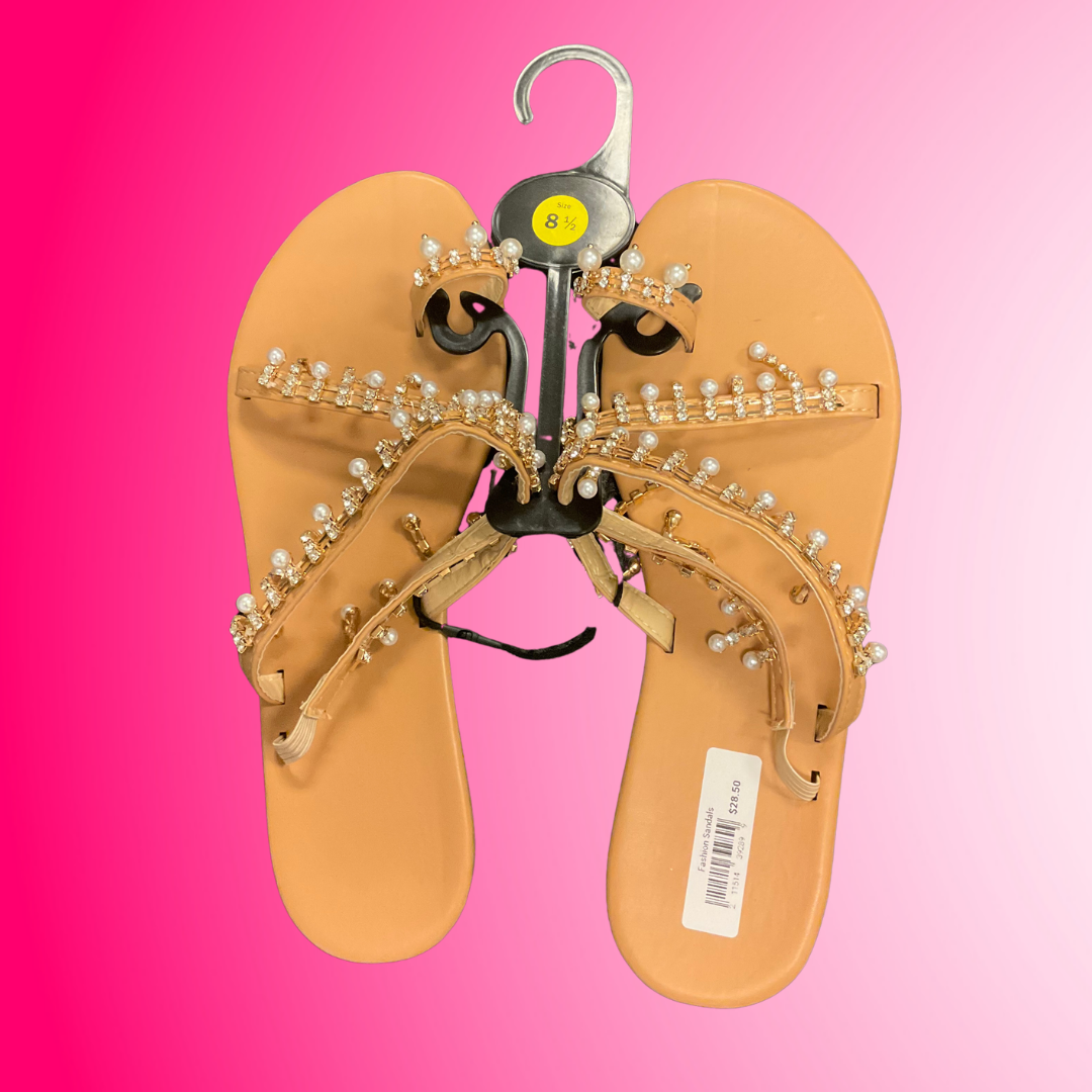 Brown Pearl & Rhinestone Sandals